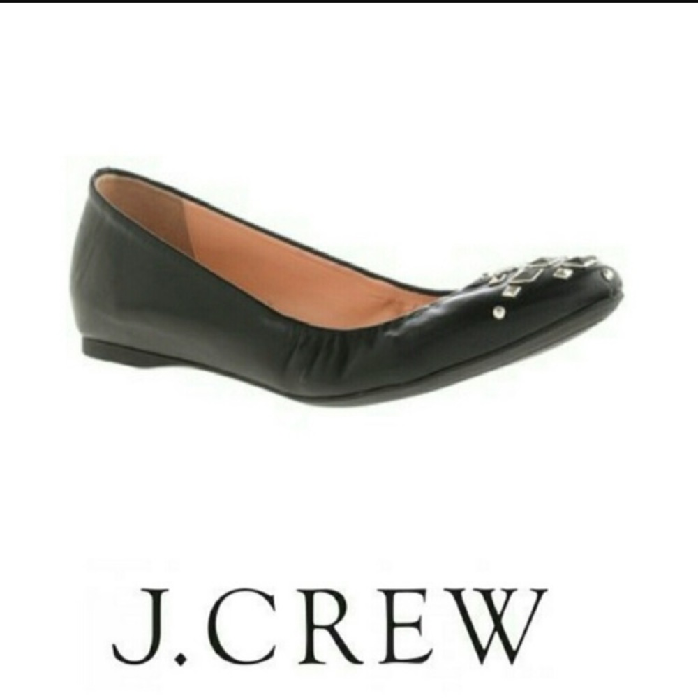 J. Crew Black Studded Leather Ballet Flats
